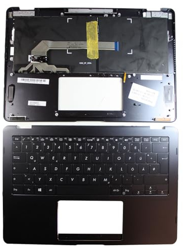 Power4Laptops Tyskt med topcase svart ersättnings-laptop-tangentbord kompatibelt med Asus ZenBook Flip UX370UAF