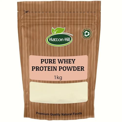 Pure Whey Protein Powder 1kg by Hatton Hill | Unflavoured, 80% Protein Content for Muscle Gain, Fitness Supplement, Ideal for Smoothies and Shakes