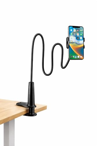 Support Téléphone pour Lit avec Bras Flexible à Col de Cygne – Support Smartphone Rotation 360° Réglable – Compatible iPhone 7 8 X XS 11 12 13 14 15 16 17 Pro Samsung Huawei Honor – 4 à 6,5 Pouces