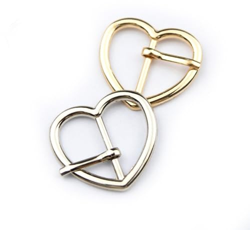 Hezhou 16 Stücke mini Metallischer Rollenherzverschluss Metall Rollschnallen Gürtelschnallen Metallschnallen Nadelschnallen für Damen und Herren für Taschen, Leder-GüRtel, Schuh (Silber + Gold)