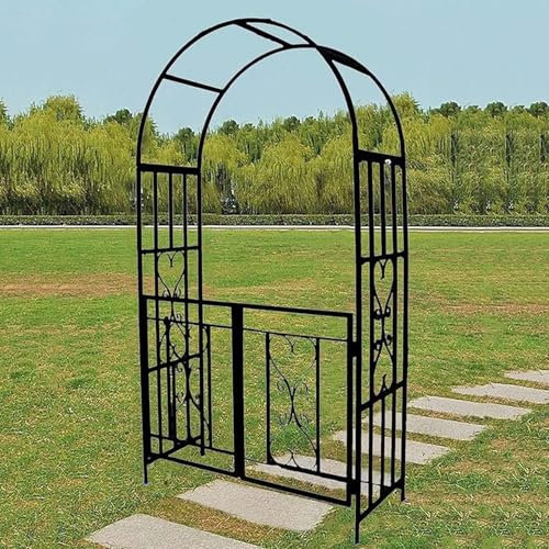 Arche à Rosier Arceau de Jardin décoration tuteur avec portillons en Métal Support pour Plantes grimpantes-H x l x P: 210x114x52 cm tonnelle de Jardin(Black)