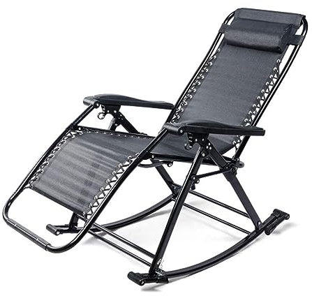 CHUNXVLI Liegestuhl Klappbar Liegestuhl, Lounge-Stuhl, Garten-Schaukelstuhl, Büro, Zusammenklappbar, Für Die Mittagspause, Mit Kopfstütze, Atmungsaktiver Stoff, Für Den Strand Sonnenliege Gartenliege