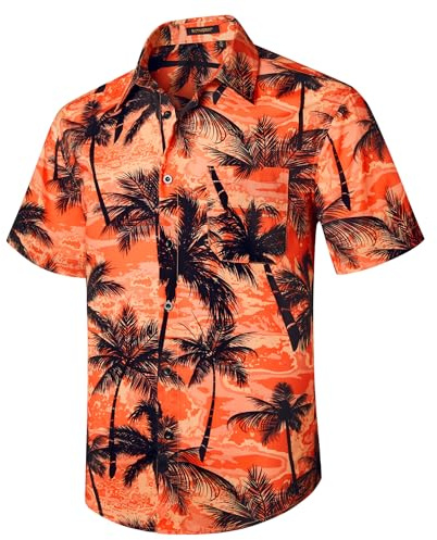 Rithern Chemise Hawaïenne Homme Manches Courtes Été Chemises Plage Funky Casual Fleurs Button Down pour Vacances Fête