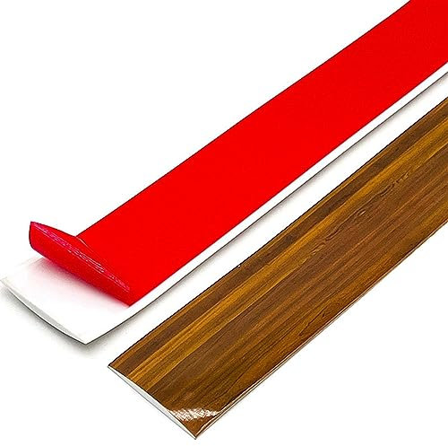 1 M Übergangsprofil Selbstklebend, Holzmaserung Übergangsleiste Teppichkantenleiste, Laminatboden-Schwellen-Übergangsstreifen, Bodenprofil Schiene Laminat Übergangsleiste Übergangsprofil(H,50mm/2Inch(