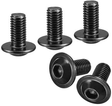 sourcing map Tornillos de cabeza de botón con brida, 25 piezas M10 x 20 mm, pernos de fijación de acero inoxidable 304, tornillos de máquina totalmente roscados para instalación de muebles (negro)