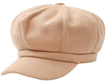 CONGARTENO 1stück Wollene Achtkantige Beret-mütze Für Damen Und Mädchen Stilvoller Warmer Peak-Cap Khaki Für Jeden Anlass Und Wetterbedingungen