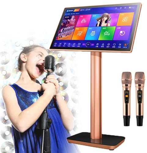 LXWKAI Máquina de Karaoke Profesional, Reproductor de Karaoke con micrófono inalámbrico, Pantalla táctil capacitiva de 19,5 Pulgadas, Reproductor de Cine en casa en línea y TV China, Negro, 4 TB