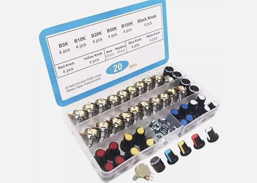 LeHang 20Pcs WH148 B5K B10K B20K B50K B100K Ohm Potentiometer Knob Linear Potentiometer 3 Cap