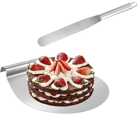 Duronge Pala per Pizza in Acciaio Inox, Pala da Pizza con Manici 32.5 X 26 cm, Paletta per Torta in Acciaio Inox con Spatola, Coltello per Torta, Strumenti di Cottura per Fabbricazione di Pasticceria