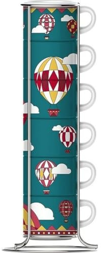 Bialetti Winter Wonderland Kaffeebecher-Set, Porzellan, Türkis, 80 ml, 6 Stück (6 Stück) – Marke EAN: 8006363075145