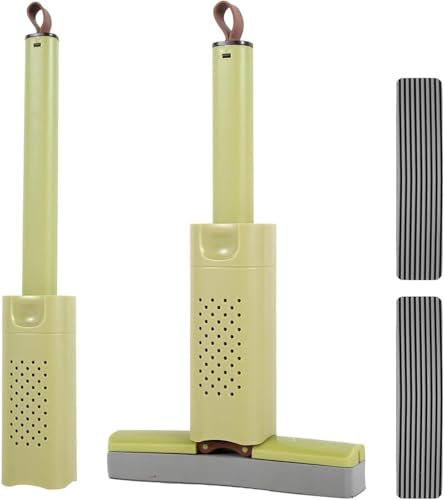 Trapeador, Trapeador de Piso, Juego de Trapeador y Balde, Trapeador Giratorio, Trapeador de Pared, Mini Trapeador de Esponja con Mango Corto Trapeador de Esponja Autoapretable con Manos Libres Trapead