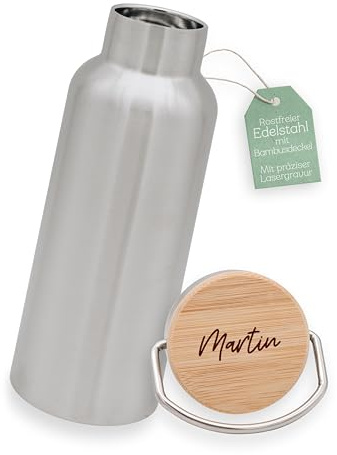 Abenteuernah Trinkflasche personalisiert, Sportlasche Edelstahl, Edelstahlflasche, Isolierflasche personalisiert, Trinkflasche isoliert, mit deinem indiduellen Design und Wunschnamen (Name)