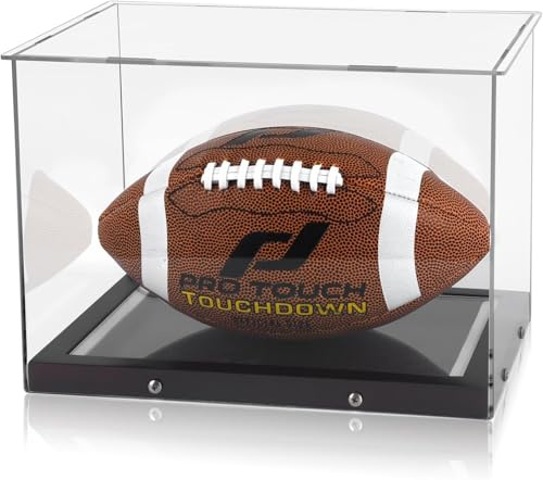 DuvinDD Fußball Acryl Vitrine RugbyBall Vitrine mit Led Schaukasten für Modellautos, Figuren, Boxhandschuh - 32 x 23 x 22 cm