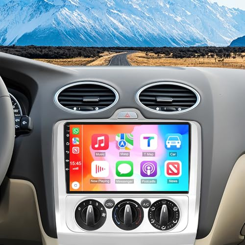 Double Din Android 13 Car Stereo for Ford Focus MK2 2004-2011 Car Radio Receiver 4G+64G 9 Inch with Wireless Carplay Android Auto HD Touchscreen GPS Bluetooth WiFi FM RDS Backup Camera Mic