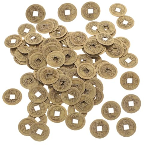 HAMPPLIES 100pezzi Monete Feng Shui Cinesi Antiche Accessorio Nodo Cinese Monete Divinatorie Per Prosperità e Fortuna Ambienti Domestici e Lavorativi