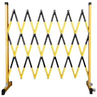 Expandable Steel Safety Gate 3.5m Retractable Barrier with Wheels Electric Folding Fence for Traffic Control & Management (Black 300cm/9.8FT)