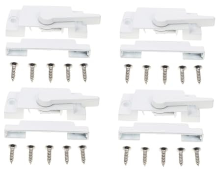 iplusmile 4 piezas Cerraduras para Ventanas Corredizas de Zinc Antióxido de Blancas Bloqueo de Seguridad para Ventanas Horizontales y Verticales Fácil Instalación Protección Infantil y