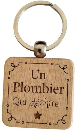 Porte-Clés Gravé en Bois de Hêtre Naturel - Cadeau Chantier Unique et Humoristique Métier Bâtiment Cadeau Noël Anniversaire pour Collègue de Travail, Amis, Famille