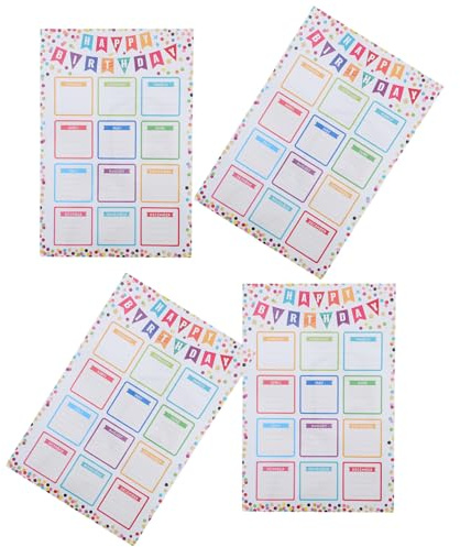 Ipetboom Affiches Calendrier d'Anniversaires pour Classe Lot de 4 Posters Réutilisables Colorés Surface Écriture Interactive Décoration Murale Anniversaire Scolaire Éducative
