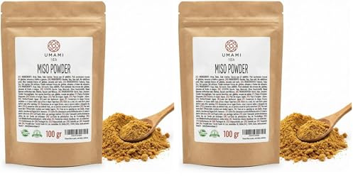 Umami Miso in Polvere Giapponese 100g - Condimento Istantaneo Fermentato - Insaporitore Naturale Umami - Senza Glutammato e Vegano - Ideale per Zuppe e Grigliate (Confezione da 2)