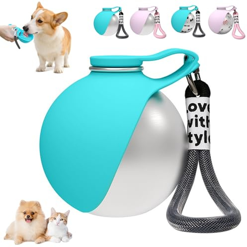 Botella para perros para viajes, 285 ml, de acero inoxidable, botella de agua con cuenco, para perros, portátil, de viaje, a prueba de fugas, botella compacta para perros para viajes (D)