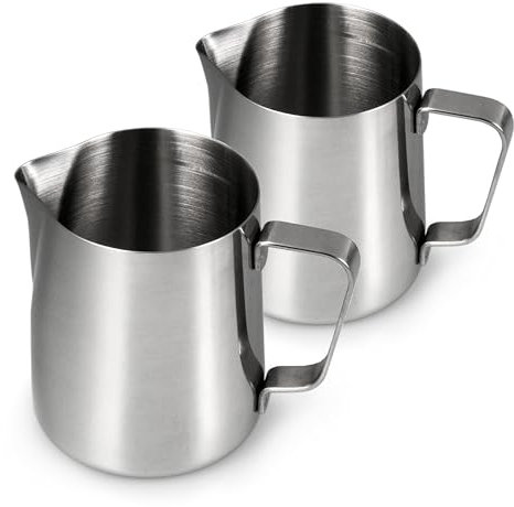 2 x Bricco per latte in acciaio inox, caraffa per latte da 350 ml, per caffè