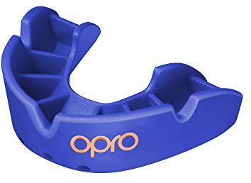 Opro Bronze Training Level Adult and Youth Sports Mouthguard With Case, Gum Shield for Hockey, Lacrosse, Rugby, MMA, Boxing and Other Contact and Combat Sports (Blue, Youth)