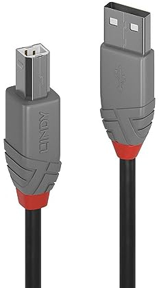 LINDY 36672 USB 2.0 Typ A auf B Kabel, Anthra Line – schwarz, 1 m