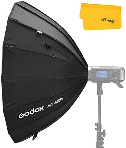 Godox AD-S85S 85cm/33.5inch Portable Softbox Soft Umbrella Silver Inside with GODOX Mount Quick Install and Reflector Diffuser Grid for AD300 Pro AD400 Pro
