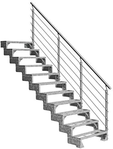 DOLLE Außentreppe Gardentop 11 Stufen Geschosshöhe 198-242 cm inkl. Einlegestufen 100 cm und edlem Aluminiumgeländer