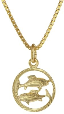 trendor Kinder Sternzeichen Fische 333 Gold + goldplattierte Kette Tierkreiszeichen, liebevoller Halsschmuck für Mädchen und Jungen, Geschenkidee, 75990-03