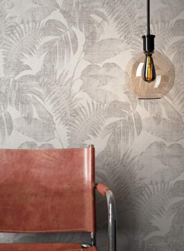 NEWROOM Tapete Beige Vliestapete Dschungel - Blumentapete Floral Braun Grau Blätter Palmen Mustertapete Modern Urwald Palmenblätter inkl. Tapezier-Ratgeber