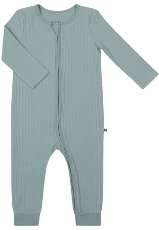 emma & noah Baby Schlafanzug, Weicher & Atmungsaktiver Strampler für Neugeborene, Oeko-TEX Zertifiziert, Langarm Pyjama mit Reißverschluss für Jungen & Mädchen, Ohne Füße (Essential Mint, 86 cm)