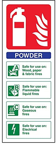 Fire Extinguisher - Powder ID - 100 X 280mm Restickable Safety Sign