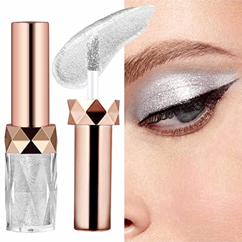 Glitzer Liquid Lidschatten,Glitzer Flüssig Lidschatten,Diamond Glitter Eyeliner Liquid,Waterproof Long-lasting Quick Drying Lidschatten Makeup Für Cosplay Party Makeup(Diamant weiß)