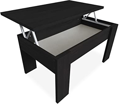 Dreaming Online - Table Basse relevable, Table de Salon ou Salle à Manger, Finition Couleur Wengue, Dimensions : 90 cm (Largeur) x 50 cm (Profondeur) x 46-57 cm (Hauteur) en Bois, 90 x 50 x 46/57 cm