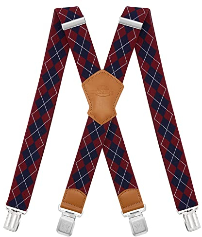 Dresime Hosenträger für Herren mit 4 starken Clips 5cm breit, X Form elastisch einstellbar Länge für Männer und Damen Overalls Jeans, Arbeitshosen, Jumpsuits, Motorradhosen, etc.