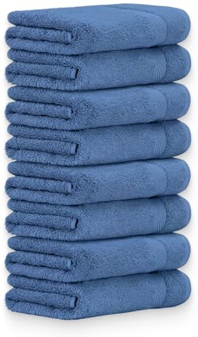 Luckytowel Handtücher Set 50x100 cm – Oeko-TEX Handtuch-Set aus 100% Baumwolle mit 600 g/m² – Frottiertücher mit Aufhängeschlaufe – flauschig & saugstark – Frottee Handtuchset – 8er Pack Blau