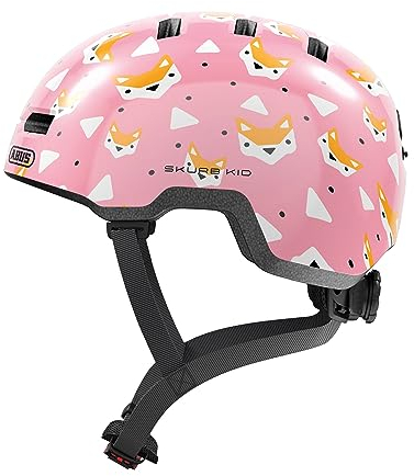 ABUS Kinderhelm Skurb Kid - robuster Fahrradhelm im Skater-Look mit Platz für einen Zopf und vielfältigen Designs - für Mädchen und Jungen - Rosa mit Füchsen, Größe M