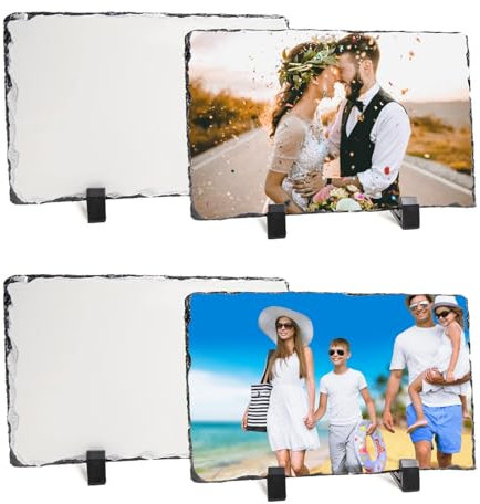 Kufutee 4 x personalisierter Bilderrahmen, personalisierter Foto-Gedenkstein mit Präsentationsständer, personalisierbar für jedes Bild, Bild oder Text für Geburtstag, Weihnachten, Thanksgiving