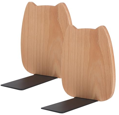 Heiqlay Fermalibri per Mensole, 2 Pezzi Ferma Libri per Libreria Faggio, 14 x 12cm Reggi Libri, Ferma Libri da Scaffale Base Antiscivolo, per Biblioteca, Ufficio, Casa, Scuola