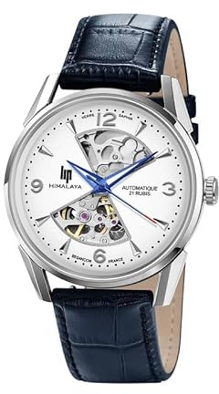 Lip Himalaya 40 Automatique Sablier Montre Homme Acier Cuir Bleu 671713