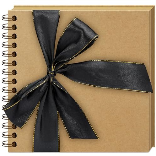 Vienrose Scrapbook Fotoalbum zum Selbstgestalten und Einkleben mit 40 Seiten, Hardcover Kraftpapier, DIY Scrapbook für Hochzeit, Geburtstag, 20,5 x 20,5 cm, Khaki