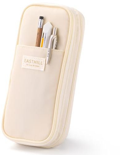 EASTHILL Federmäppchen mit großem Fassungsvermögen, Schreibwaren-Stifttasche für Teenager-Cremefarben