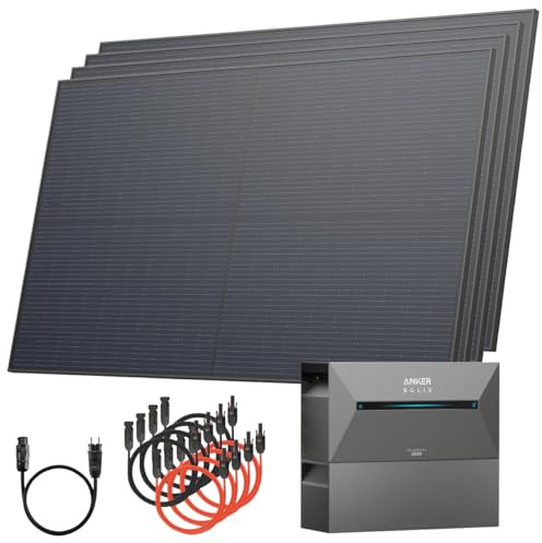 Solarway® All In One Balkonkraftwerk mit Speicher 2000W komplett Steckdose - 3,2 kWh Anker Solix 2 PRO Speicher - Solaranlage Komplettset - 500W Solarmodule & Anker Speicher & Zubehör
