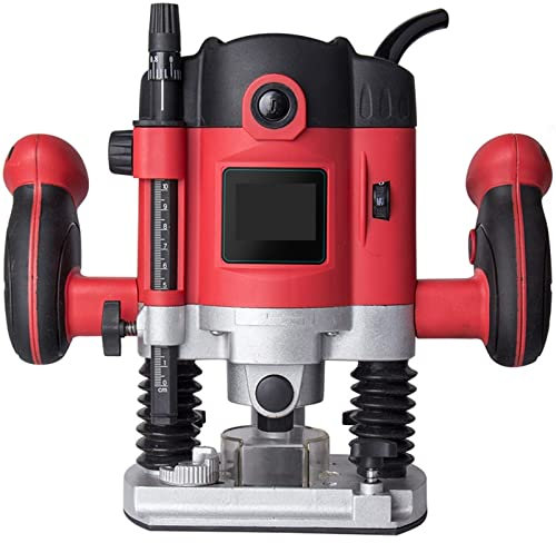 YQVEOT Fresadora de Madera Rebajadora Eléctrica, Recortadora eléctrica for carpintería de 2100W, cortadora de Ranuras for Grabado de Madera, enrutador de Tallado, ranurado con Fresa