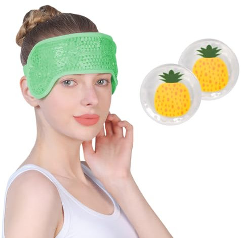 Set di 3 maschere per gli occhi riscaldate con impacco caldo umido ponderato per occhi secchi ed emicrania, impacco freddo per occhi irritati, secchi, blefarite e porcili