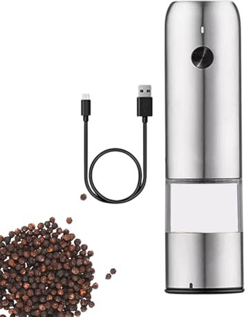Saliera elettrica - Mulino automatico, smerigliatrice ricaricabile | rettificatrice regolabile per sale marino e pepe, accessorio da cucina moderno per tavolo, cottura veloce e condimento senza ef