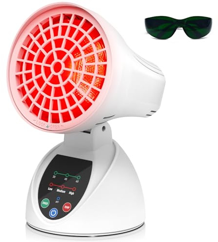 Rotlichtlampe, Relhafethy Infrarotlampe mit verstellbarem Winkel, 150W Infrarot, 30/45/60 Min Timer, Kippschutz mit Automatischer Abschaltung für Zuhause & Büro