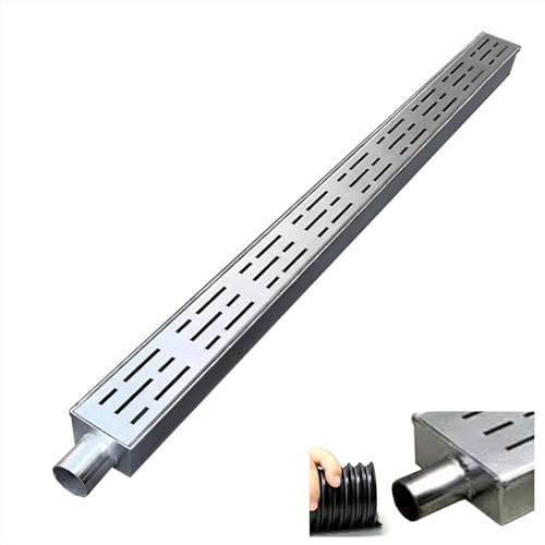 Outdoor Drainage Channel Kit - Thin Gutter Trench with End Caps & Outlet 1.25 2 4 Sizes Grate Included for Efficient Water Management Durable Gutter Drainage Solution